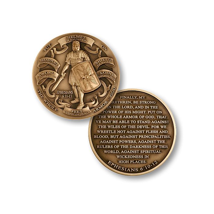 Armor of God - High Relief - Ephesians 6:10-12 Bronze Challenge Coin