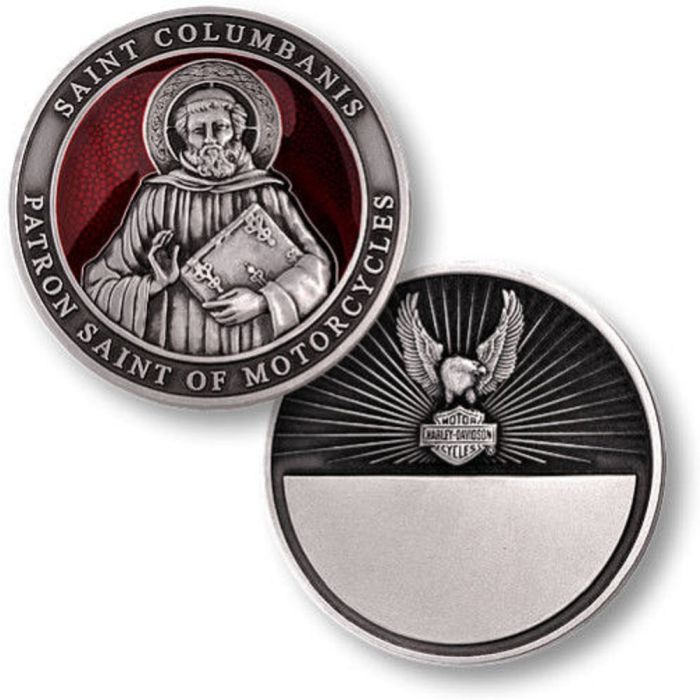 Saint Columbanis ~1.75oz .999 Silver Challenge Coin Harley Davidson