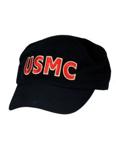 U.S. Marine Corps Hat / USMC Flat Top Black Baseball Cap