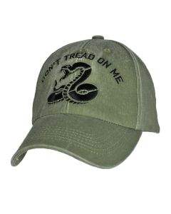 Don't Tread On Me Hat / Snake Washed OD Green Baseball Cap