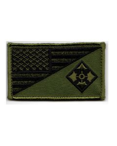 4th Infantry American Flag 2" x 3.5" OD Green Hook & Loop 2 Piece Patch