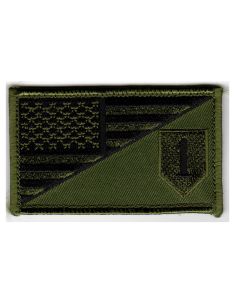 1st Infantry American Flag 2" x 3.5" OD Green Hook & Loop 2 Piece Patch