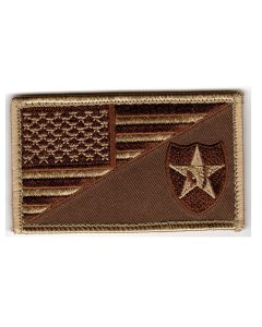 2nd Infantry American Flag 2" x 3.5" Tan Hook & Loop 2 Piece Patch