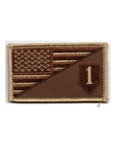 1st Infantry American Flag 2" x 3.5" Tan Hook & Loop 2 Piece Patch