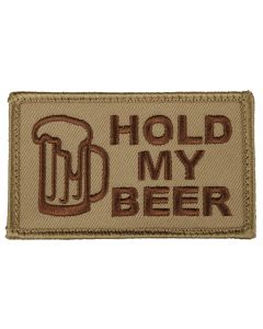 Hold My Beer 2" x 3.5" Coyote Brown Hook & Loop 2 Piece Embroidered Patch