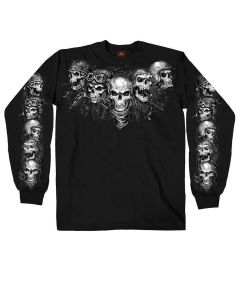 Five Skulls Long Sleeve Biker T-Shirt 